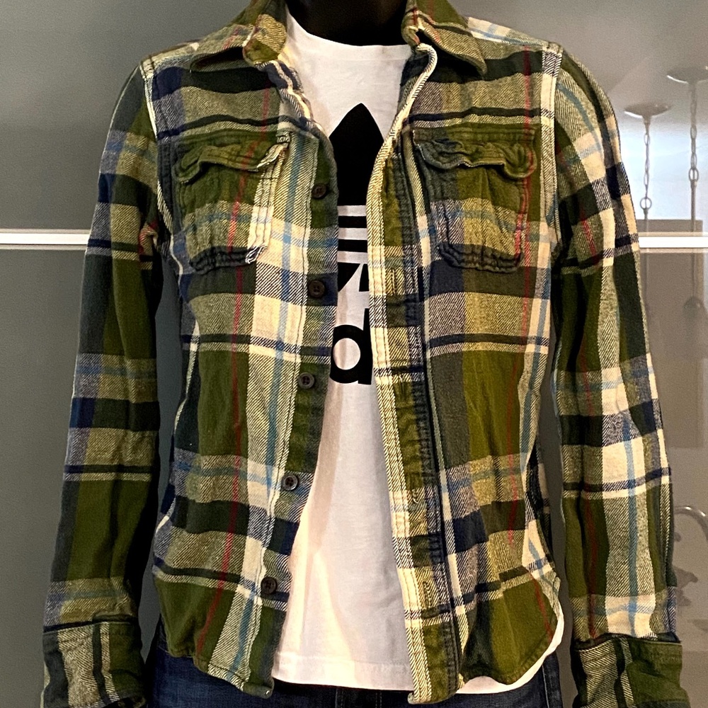 Abercrombie Green Long Sleeve Flannel Shirt